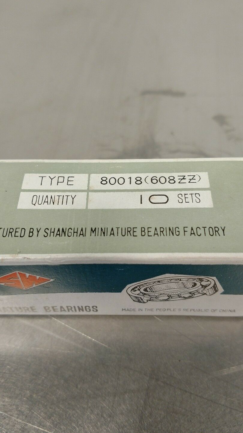SW 80018(608ZZ) Miniature Radial Ball Bearings 6-PC 6B
