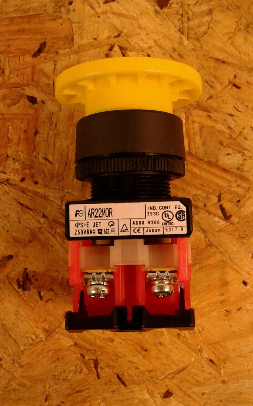 Fuji Electric AR22M0R-11Y Mushroom Push Button Switch Momentary Yellow. 4B