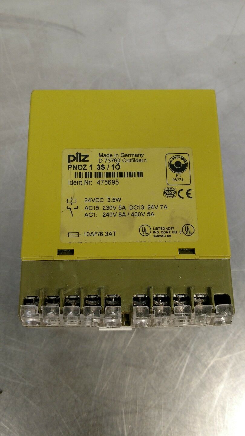 Pilz PNOZ 1 3S/1Ö Safety Relay, Input: 24VDC, Load: 230VAC 5A / 24VDC 7A BIN#2
