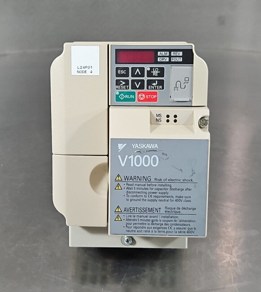 Yaskawa CIMR-VU4A0005FAA with SI-N3/V PRG:1019. V1000 AC Drive. 1B-16