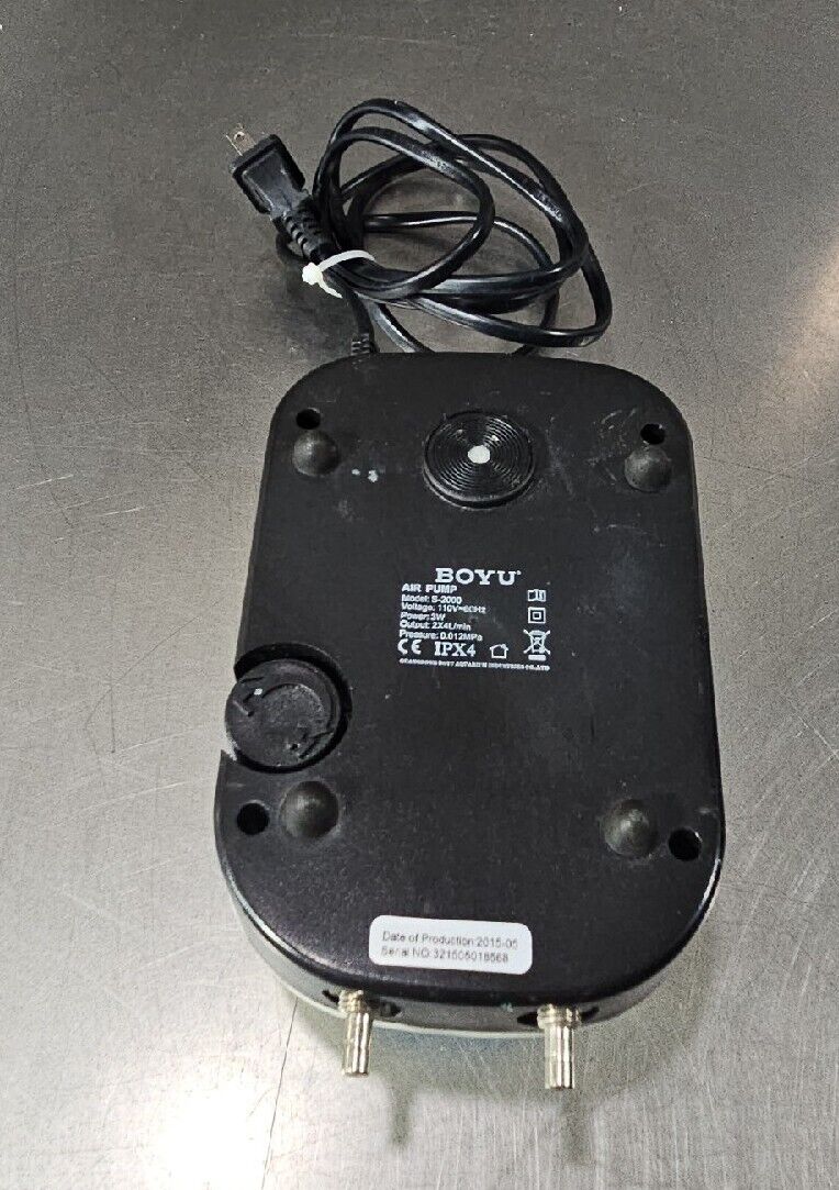 BOYU S-2000 2 Way Adjustable Air Pump - Aquarium Hydroponics. Loc 6E-11