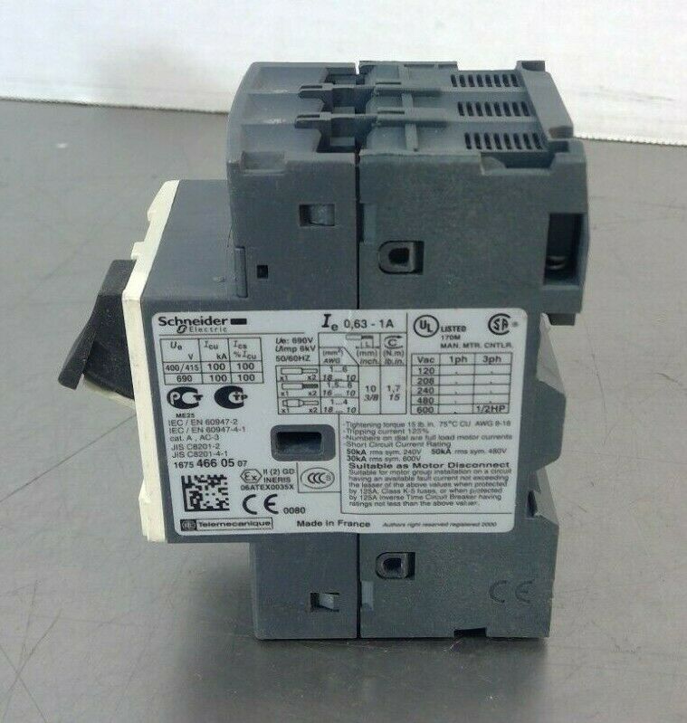 Schneider Electric - GV2ME05 - Manual Starter 0.63-1 A 4G