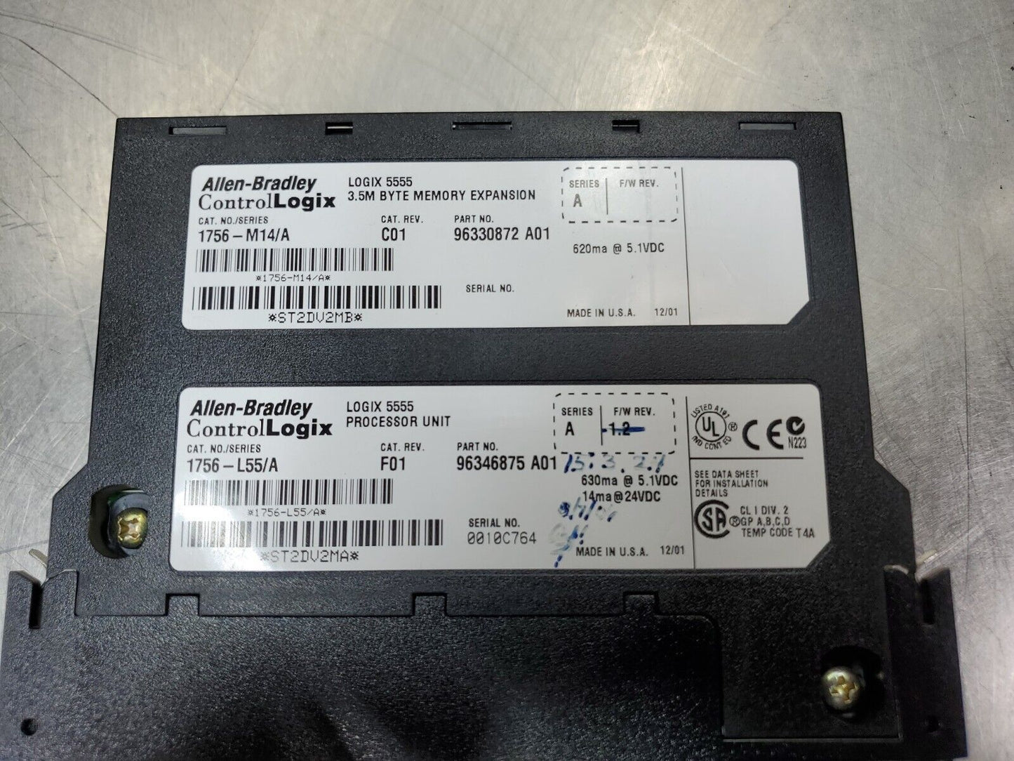Allen-Bradley 1756-L55/A Logix Processor Unit w/1756-M14/A Exp. Module. 3C-18