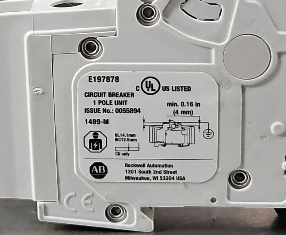 Allen Bradley 1489-M1D020 Ser D. Circuit Breaker - 1 Pole. 4E-20