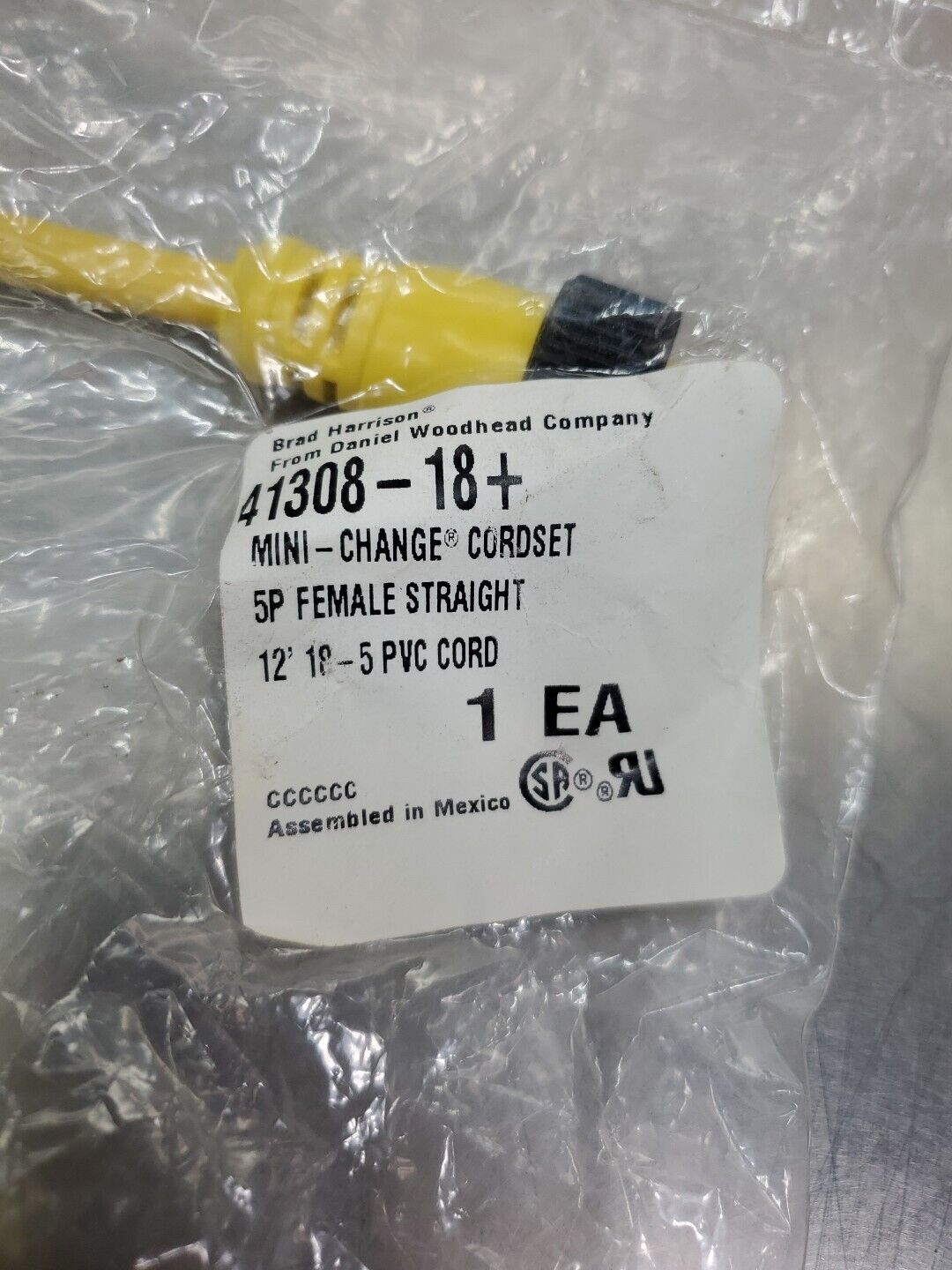 Brad Harrison 41308-18+ Mini-Change 5P Female 12' PLC Cordset. 5D-17