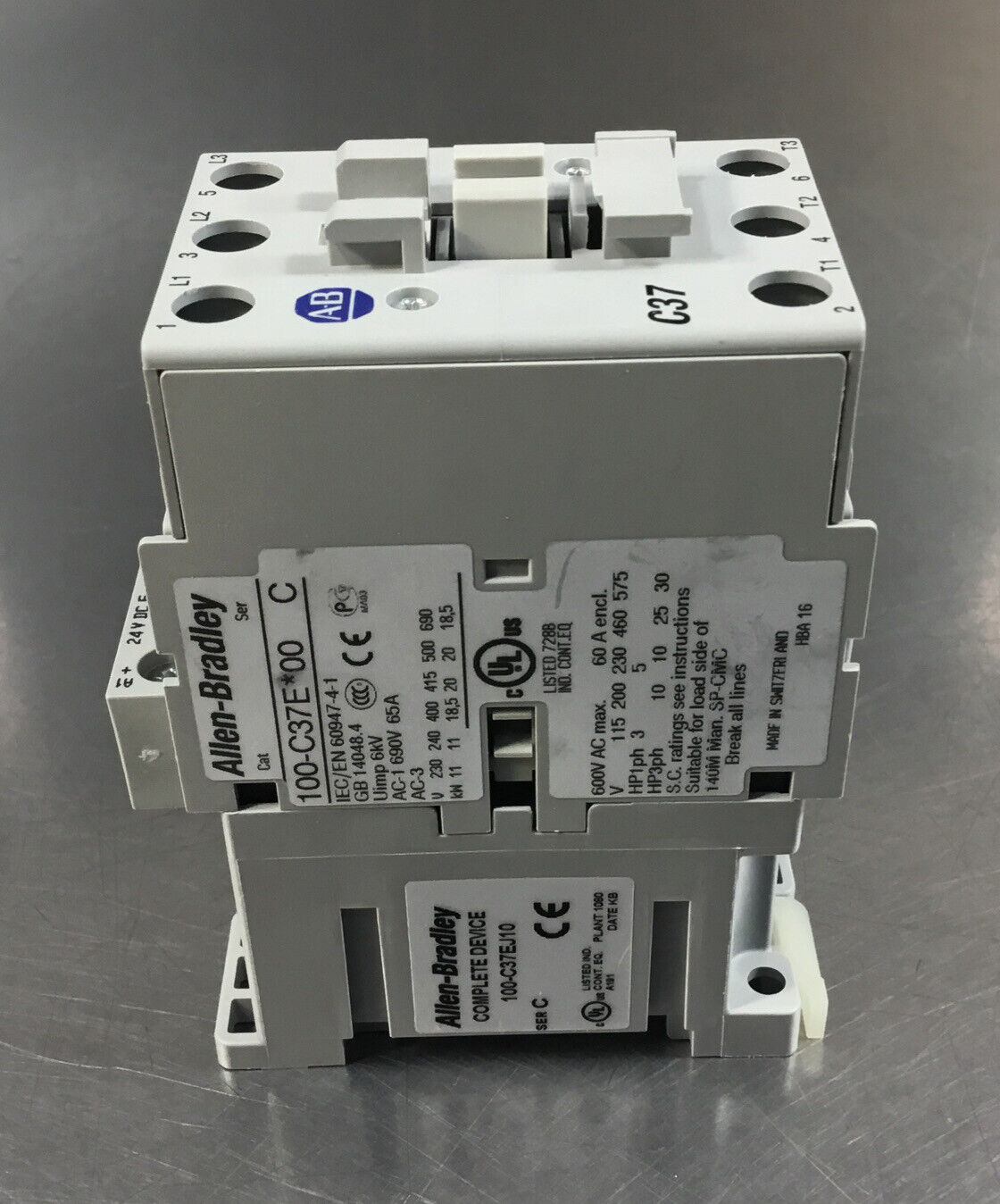 Allen Bradley Contactor 100-C37EJ10 /C + 100-S /B 24VDC Coil 4C