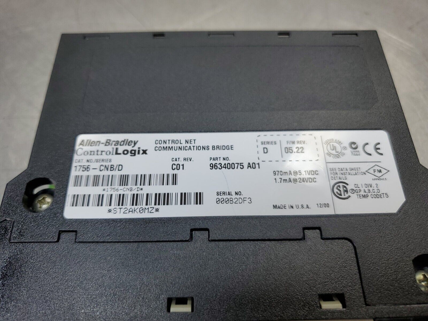 Allen-Bradley 1756-CNB/D CAT Rev C01 F/W 05.22 Com. Module. 3C-18