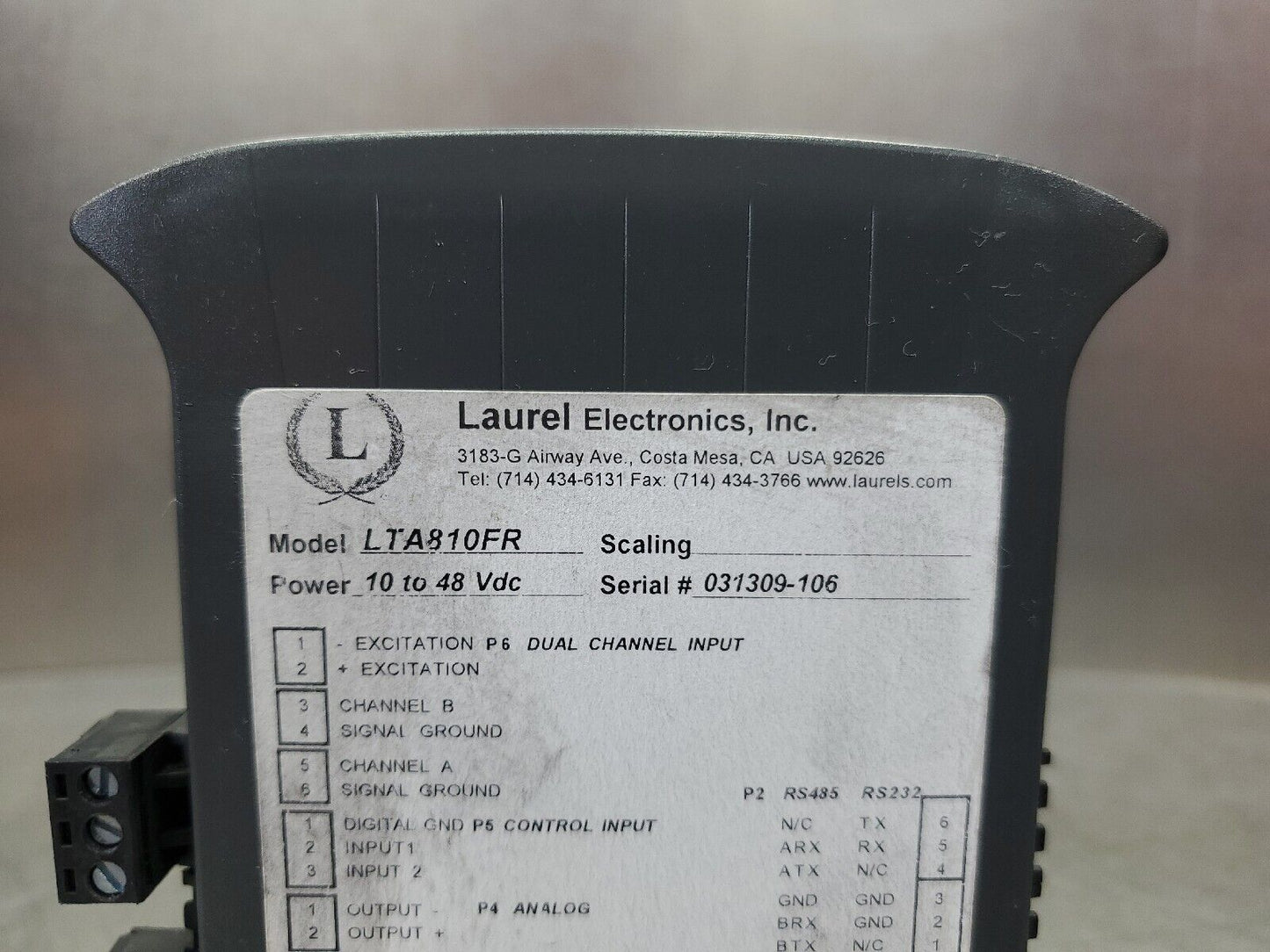 Laurel Electronicx Inc LTA810FR 10-48 VDC Alarm Module. 3E-20