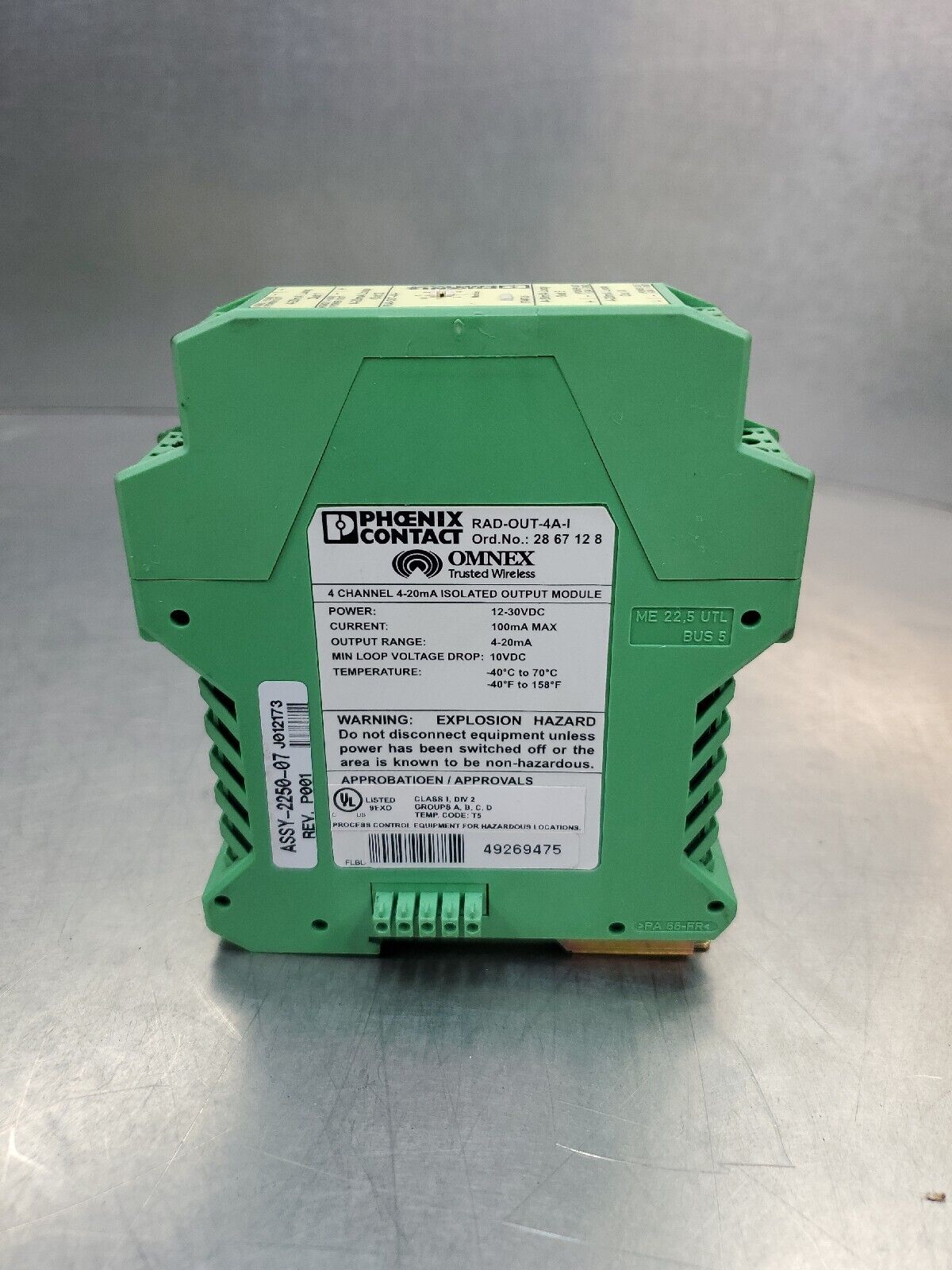 PHOENIX CONTACT RAD-OUT-4A-I 4-Channel 4-20mA Isolated Output Module. 3D-19