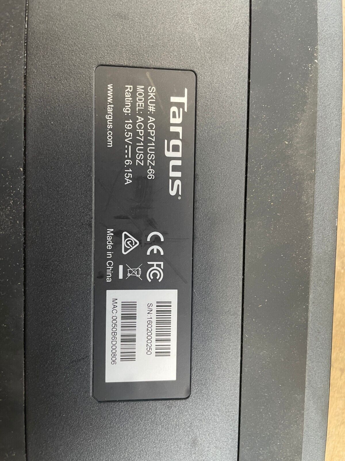 Targus ACP71USZ Black Universal USB 3.0 DV Docking Station without Power Adapter