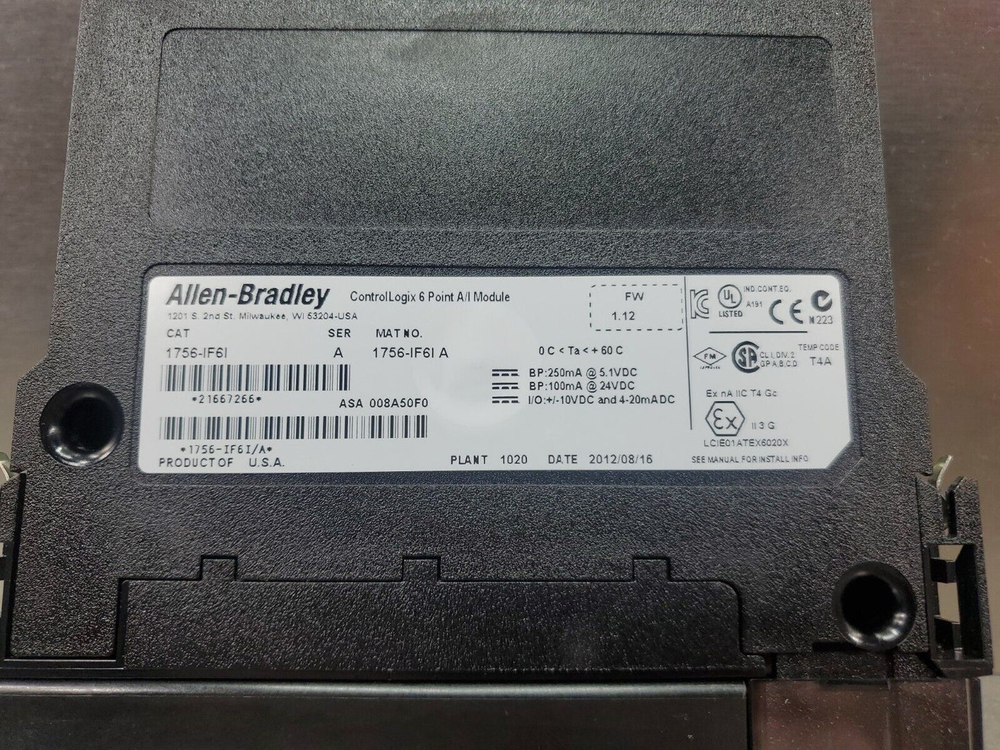 Allen Bradley 1756-IR6I/A ControlLogix 6 Pt A/I Module FW 1.12. 3C-10