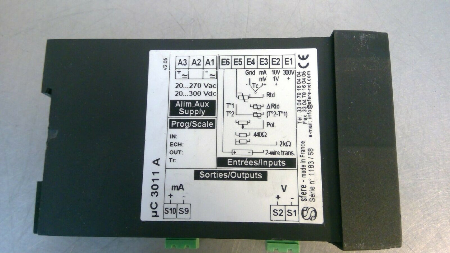 Sfere - µC 3011 A - Programmable Converter Thermocouple 3D-8
