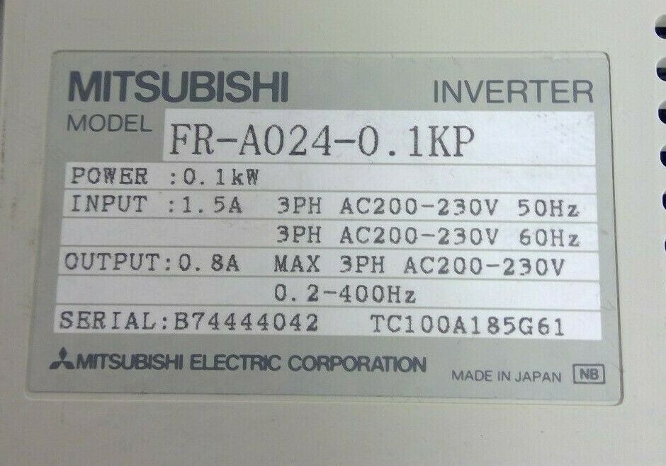 Mitsubishi Electric FR-A024-0.1KP Inverter Drive - FR-PU03 Parameter Unit 1D