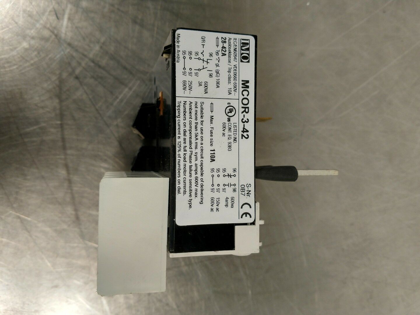 IMO MCOR-3-42 Thermal Overload Relay 4E-13