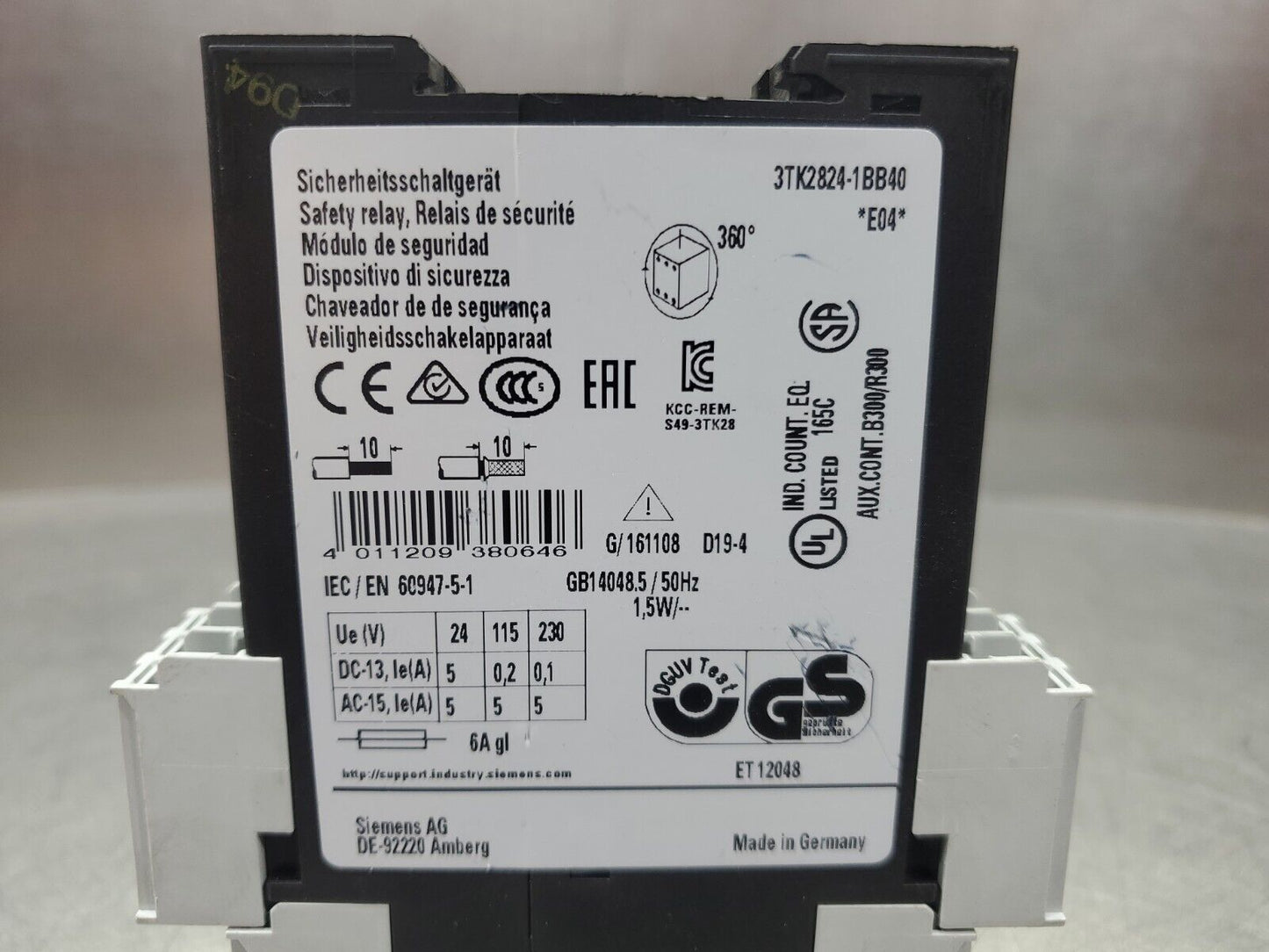 Siemens Sirius 3TK2824-1BB40 24VDC Safety Relay 4E-5