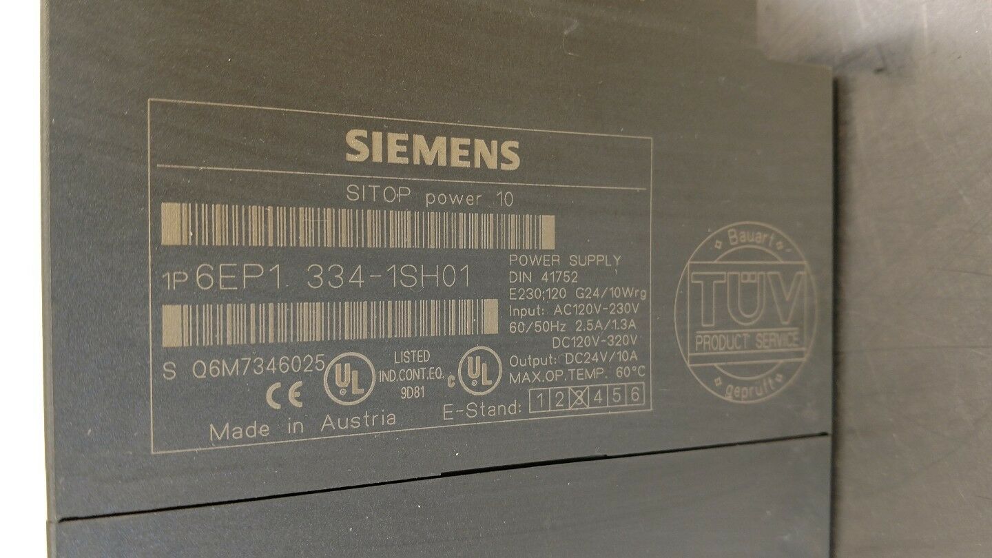 Siemens 6EP1 334-1SH01 Sitop Power 10 Supply 6EP13341SH01 AUC