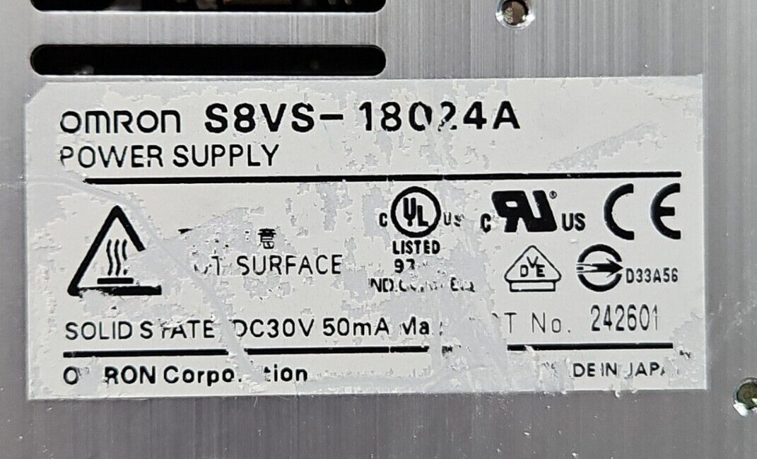 Omron S8VS-18024 24VDC Rail Power Supply. 4C-23