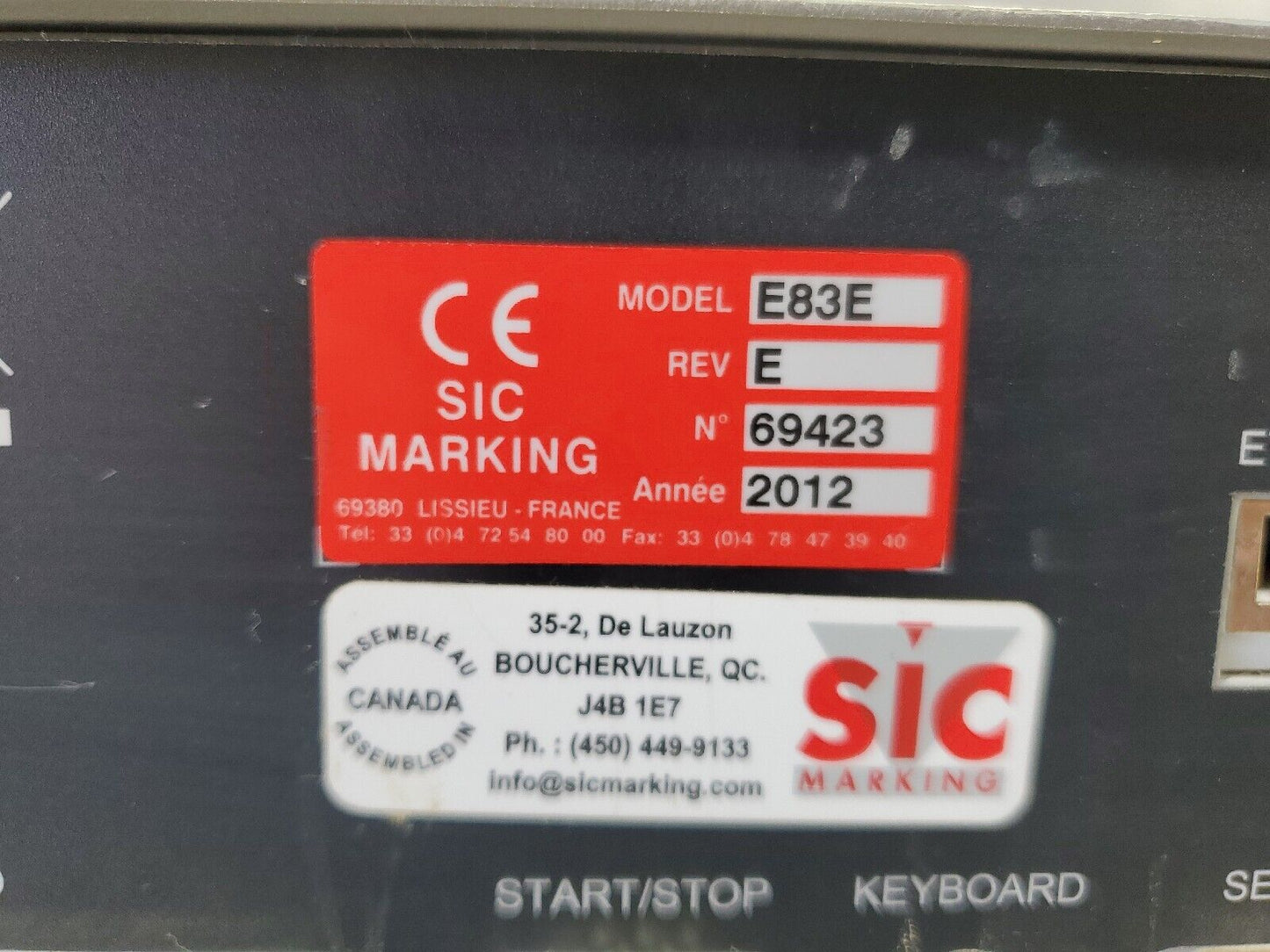 SIC Marking Model E83E Rev. E Controller Input Module. 2C