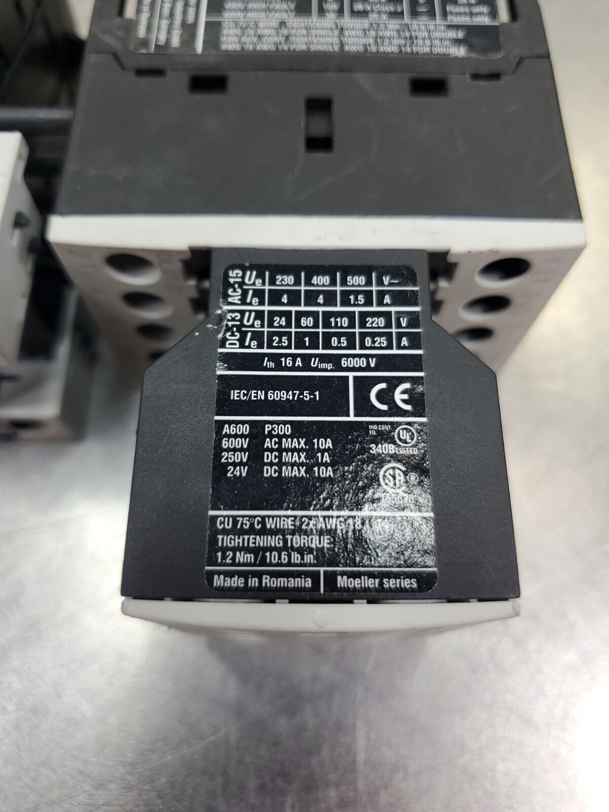 EATON XTCE007B01 Contactor w/ZB12-1 Safety Module. 4E-6