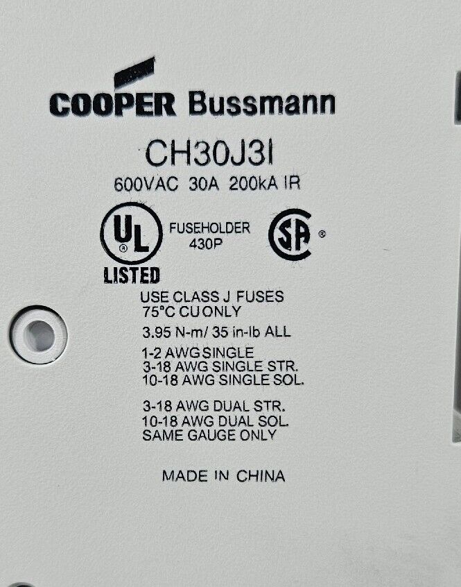 COOPER Bussmann СH30J3I Fuse. Loc 4A-22