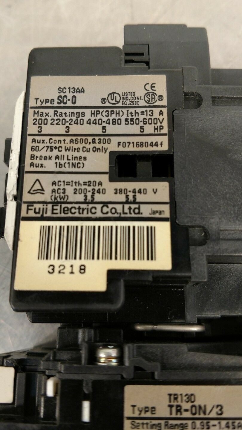 FUJI SC-0Y Contactor w/TR-ON/3 Module 4E-13