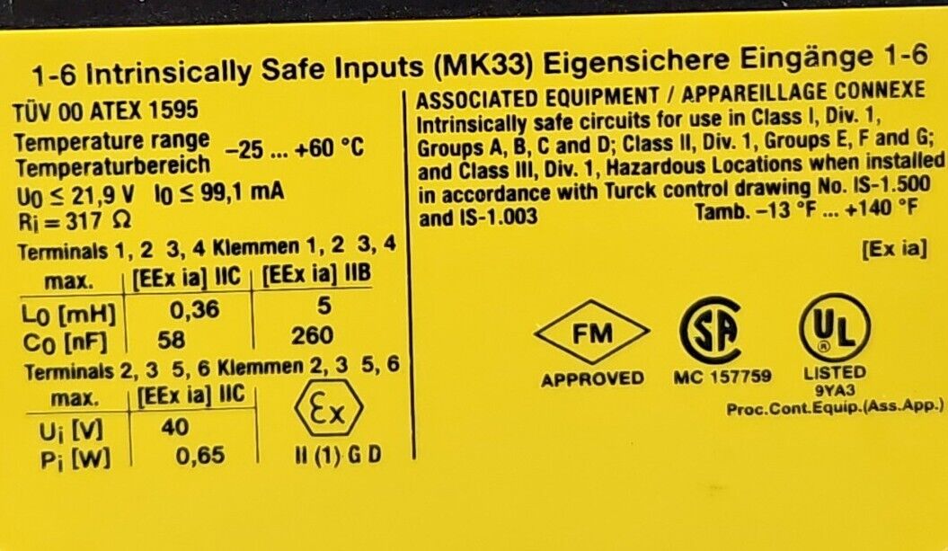 TURCK MK33-221-EX0-HLI/024VDC Isolating Transducer. 3A-27