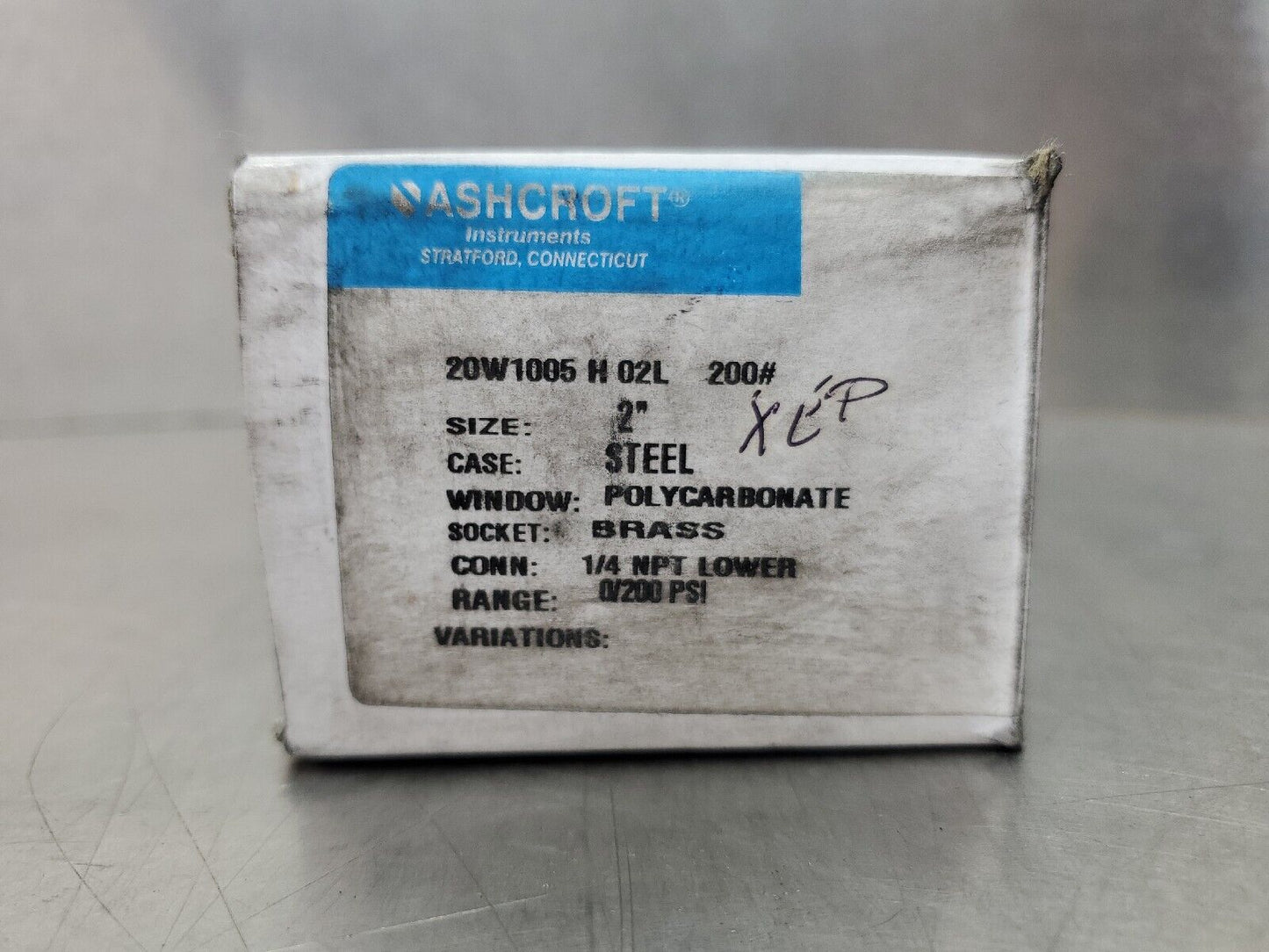 Ashcroft 20W1005 H 02L 2" Pressure Gauge Face 1/4 NPT 0-200 Psi. 6E-3