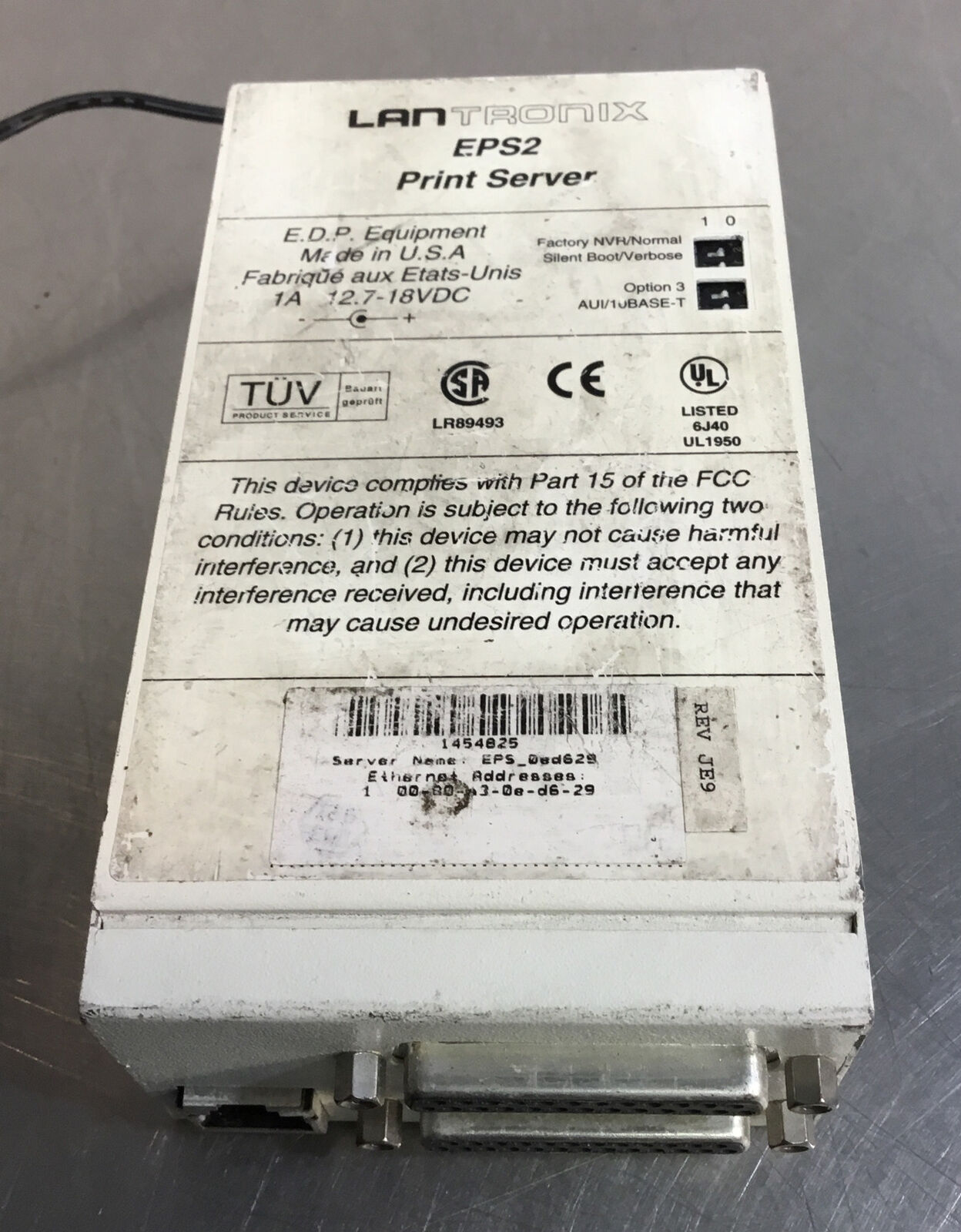 Lantronix EPS2 Print Server with Power Adapter 3D-7