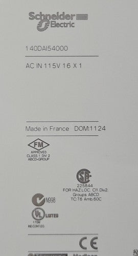 Schneider 140DAI54000 115VAC IN Modicon Control Module.                  Loc3F-9