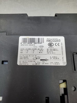 Siemens 3RV1031-4EA10 Motor Circuit Protector, 32A 50/60 Hz