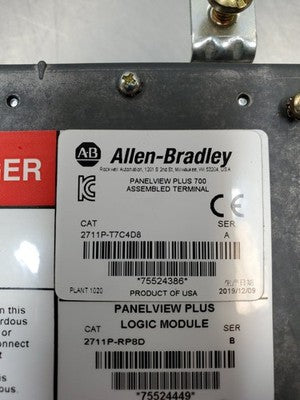 Allen-Bradley 2711P-T7C4D8 HMI Terminal, 24VDC w/2711P-RN6 Mod (REFURB)