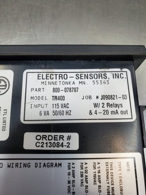 Electro-Sensors Inc. TR400 Ratemeter, (800-078707), 115VAC 50/60 Hz