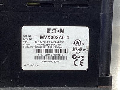 Eaton MVX003A0-4 VFD Drive 3HP