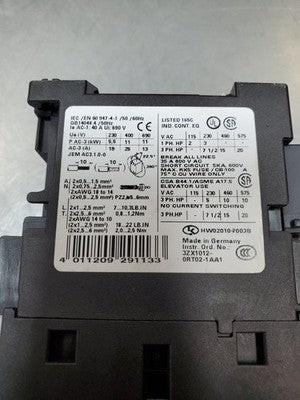 Siemens 3RT1026-1BB40 Contactor w/3RH1921-2EA02 Auxillary Contact