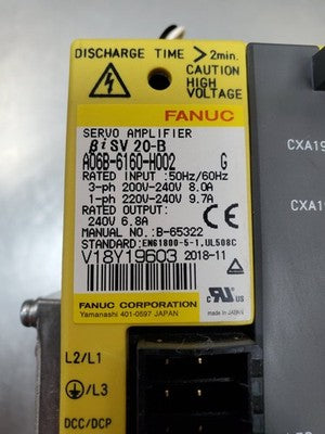 FANUC βiSV 20-B Servo Amplifier, 240V, A06B-6160-H002