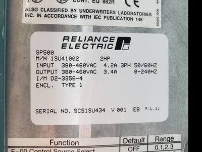 Reliance Electric SP500 VFD Drive, 2HP, (M/N:1SU41022) 1.5kW