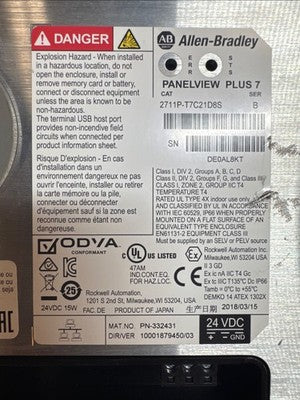Allen-Bradley 2711P-T7C21D8S HMI 7 inch