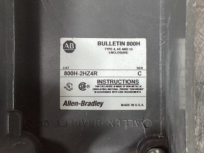 Allen-Bradley 800H-2HZ4R Push Button Station Type 4/4X/13