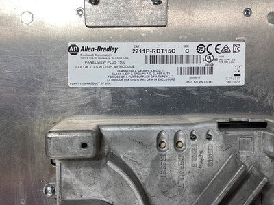 Allen-Bradley 2711P-RDT15C HMI Touch Screen 15in Color Touch 24 VDC