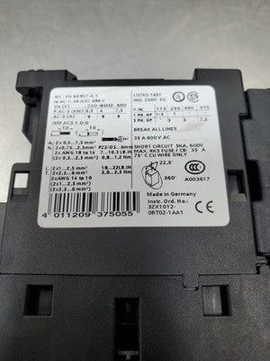 Siemens 3RV1021-0EA10 Motor Starter w/3RT1023-1B..0 Contactor