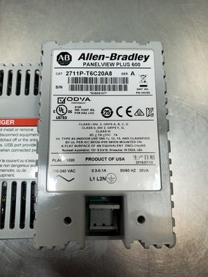 Allen-Bradley 2711P-T6C20A8 HMI 6.5" Panel, PN-143289 (REFURB)