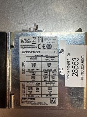 Allen-Bradley 700DC-P400Z1 DC Relay with 700-PB40