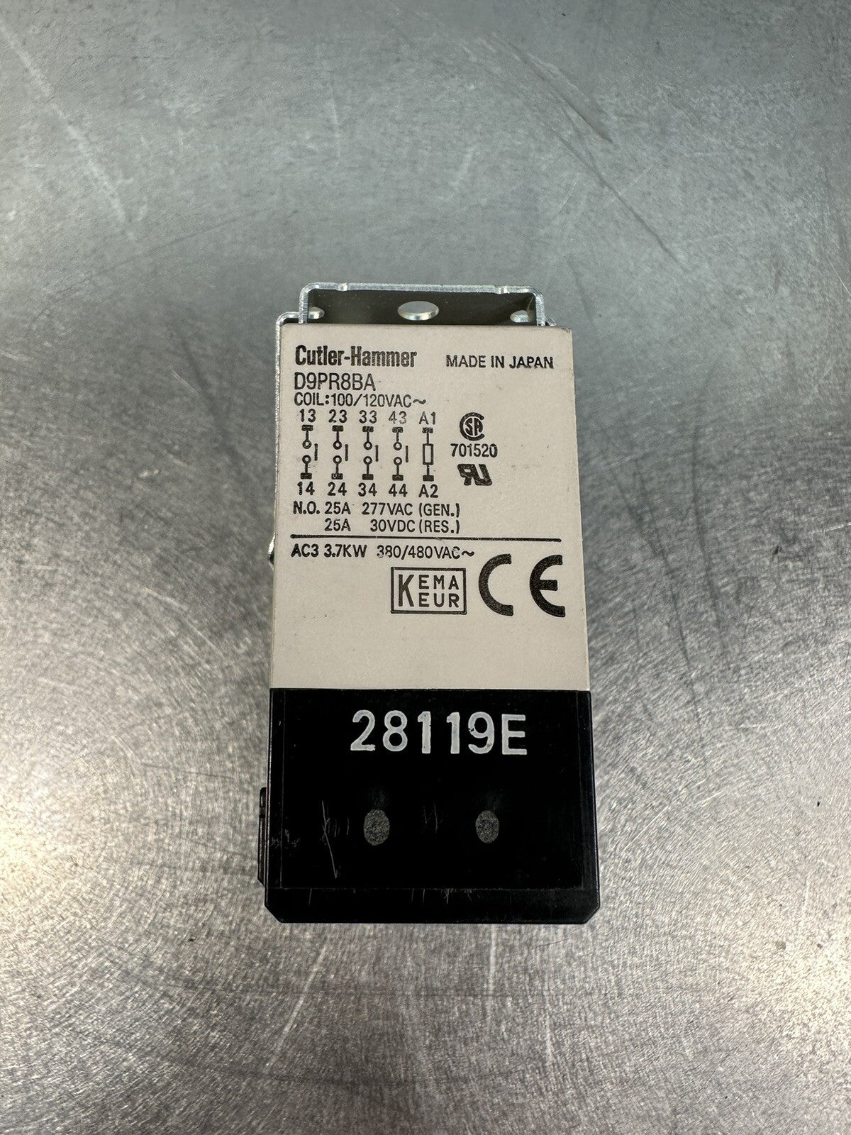 Eaton Cutler Hammer D9PR8BA Power Relay 120 VAC (BIN-1.1.1)