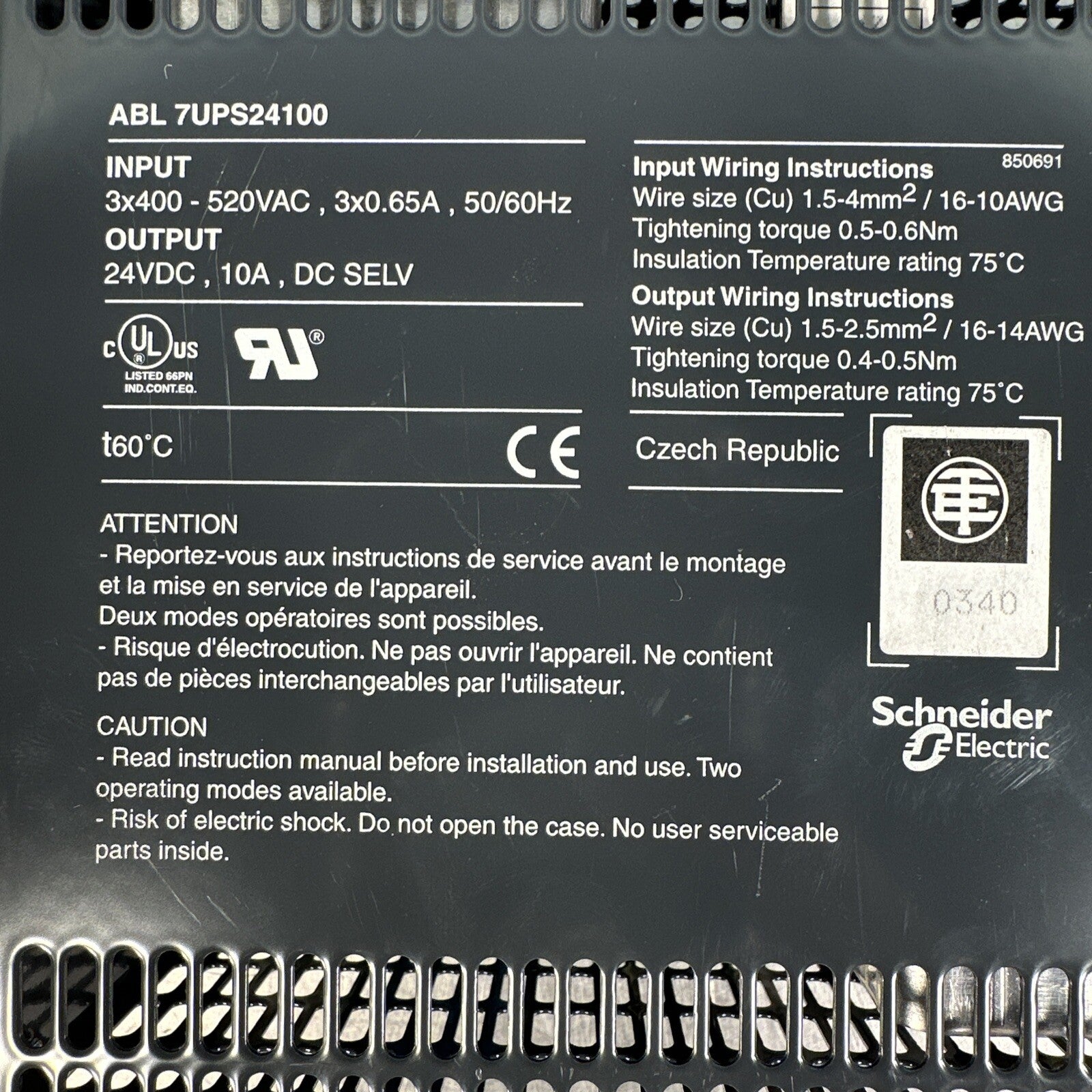 Telemecanique ABL 7UPS24100 400-520V Input 24VDC Out - Refurbished (BIN-1.1.1)