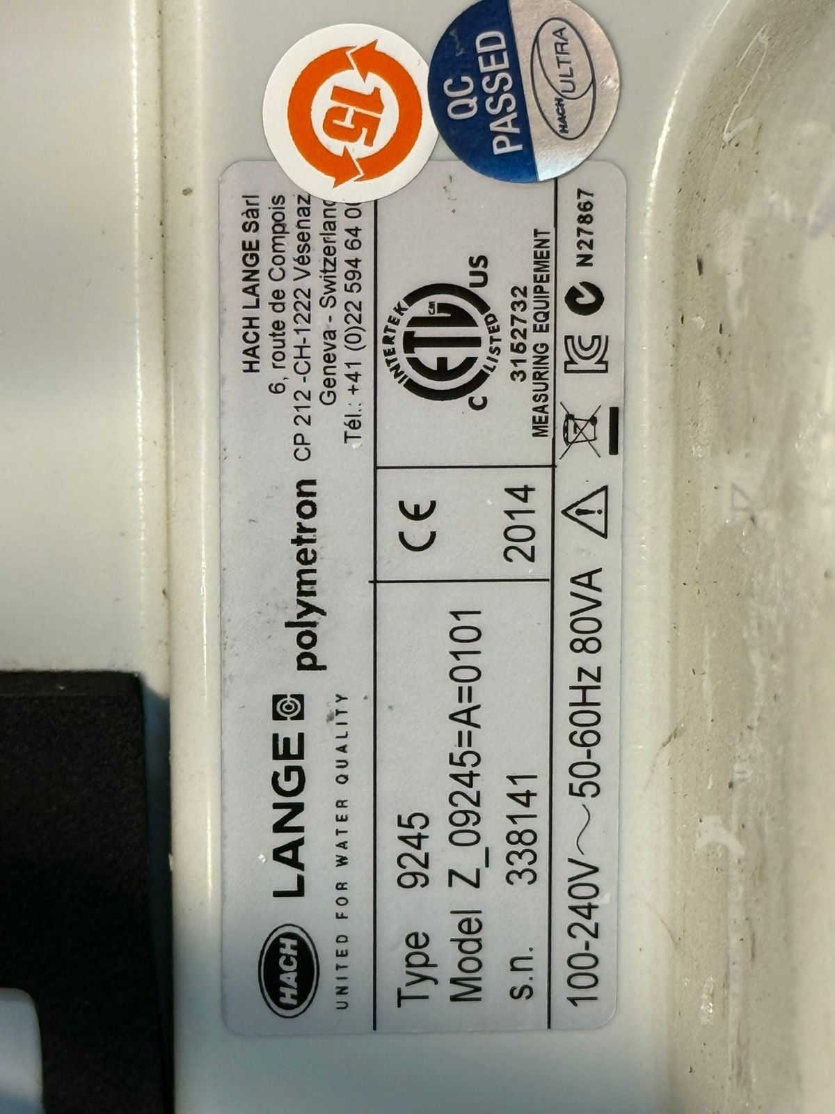 Hach Polymetron 9245 (Z_09245=A=0101) 100-240V 50-60Hz 80Va (12.6.6)