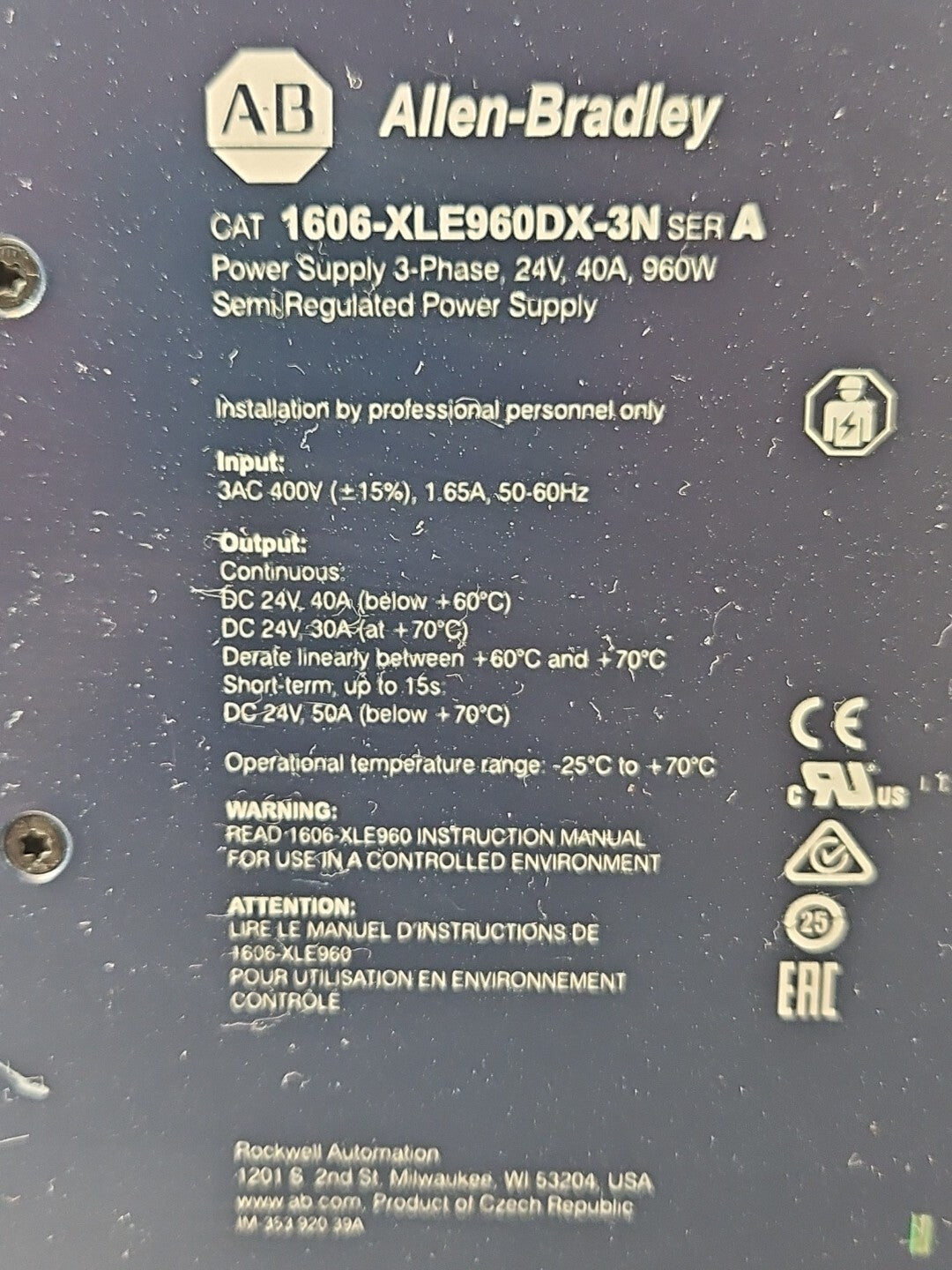 Allen-Bradley 1606-XLE480EP  Power Supply                               (BIN311)