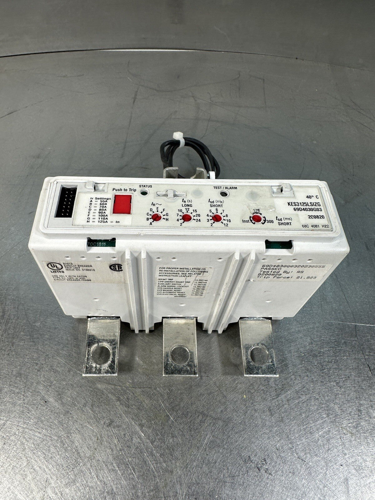 Cutler Hammer Eaton KES3125LSIZG 125 Amp Breaker Trip Unit  (BIN-1.5.1)