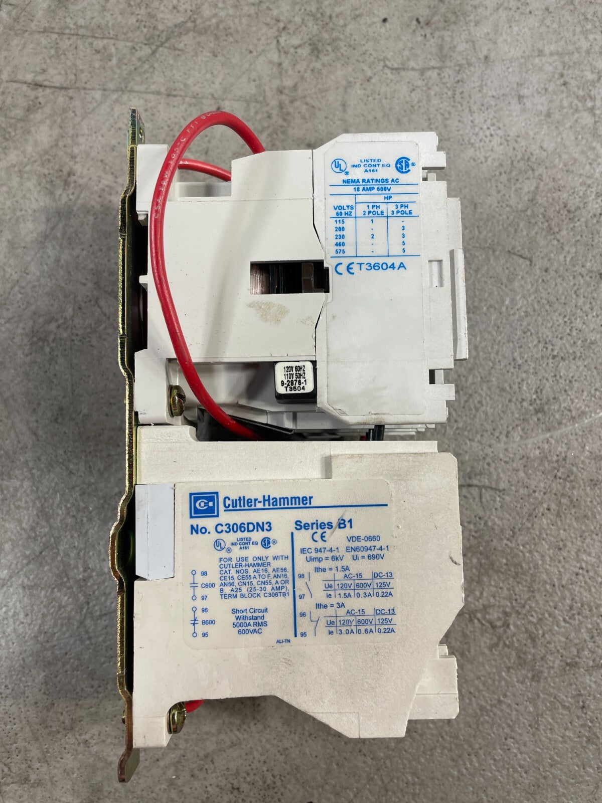 Cutler Hammer C306DN3 32 Amp 600 Volt Bimetallic Thermal Overload Relay   @1.5.3