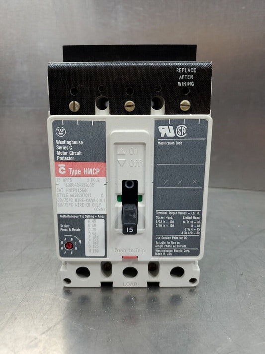 Eaton HMCP015E0C 15Amp 600VAC/250VDC Circuit Breaker.                      4D-34