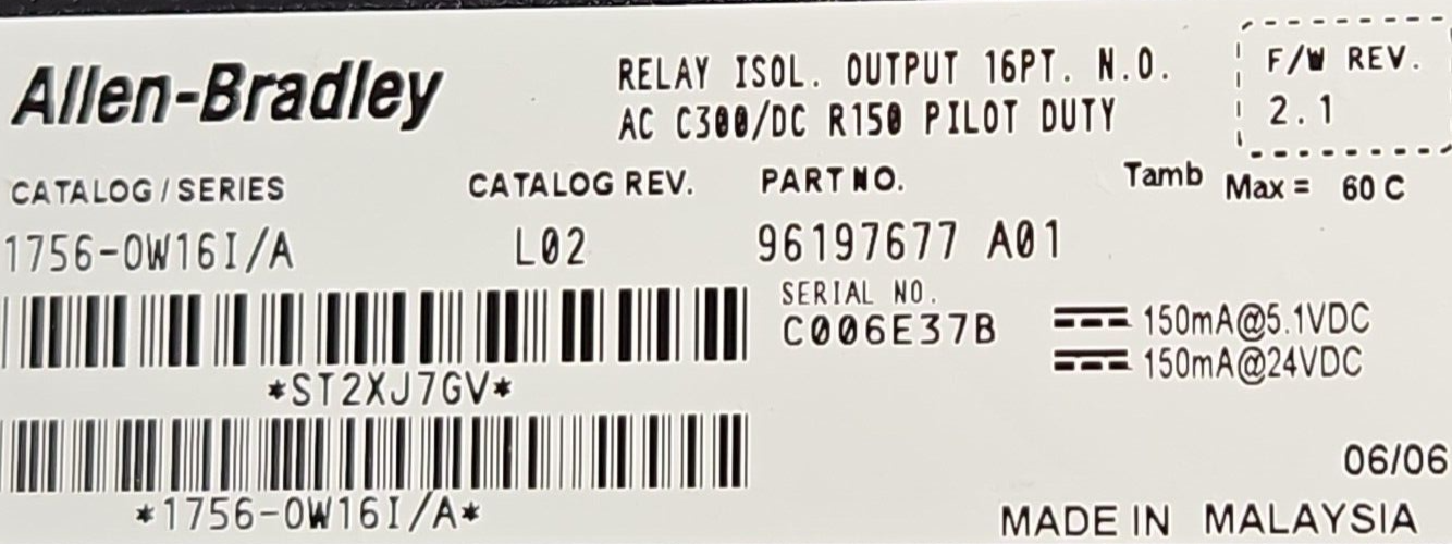 Allen Bradley 1756-0W161/A ControlLogix DC Output Module (BIN4.4.4)